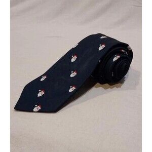 Johnny Applebee's Necktie Navy Blue Christmas Santa Clause Pattern 57" x 3.125"